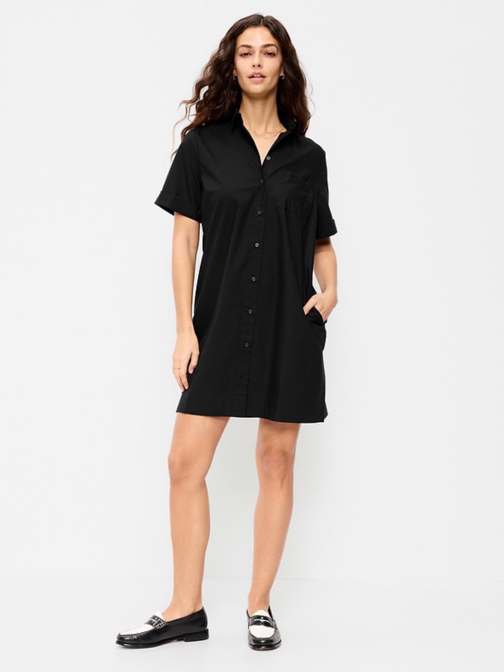 Old Navy Women’s Black Button Down Shirt Dress (55% Linen)